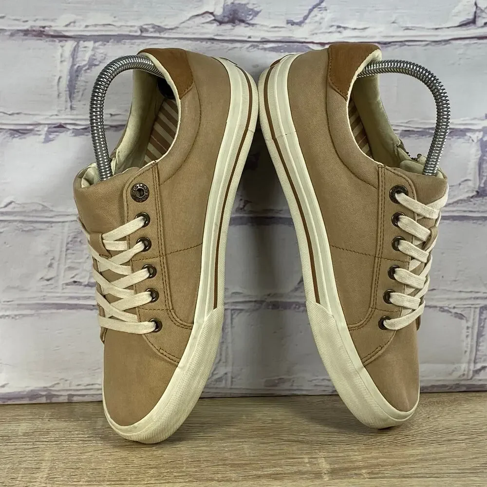 Taos Z-Soul Tan Canvas Sneakers Women's Size 9 Casual Zip Lace Up Shoes
